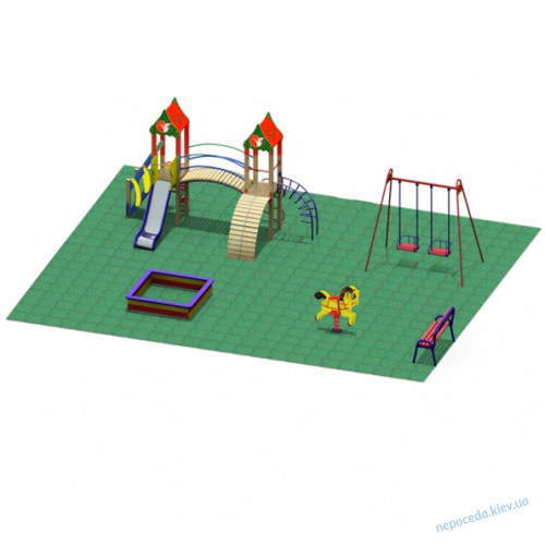 Обладнання для дитячого ігрового майданчика на вулицю №3 з гойдалками та пісочницею
