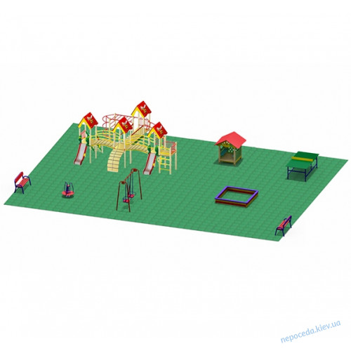 Обладнання для дитячого майданчика на вулицю №12 з гойдалками та пісочницею Обладнання для дитячого майданчика на вулицю №12 з гойдалками та пісочницею