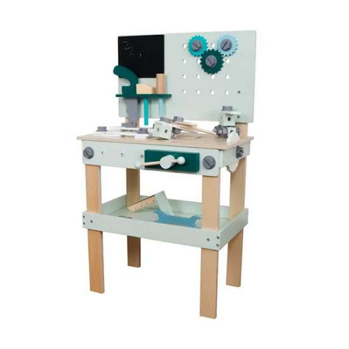 Детский развивающий деревянный верстак для мальчиков с инструментами голубой