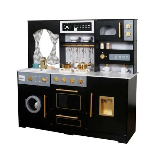 Детская кухня деревянная игровая Равенна со звуковыми и световыми эффектами черная