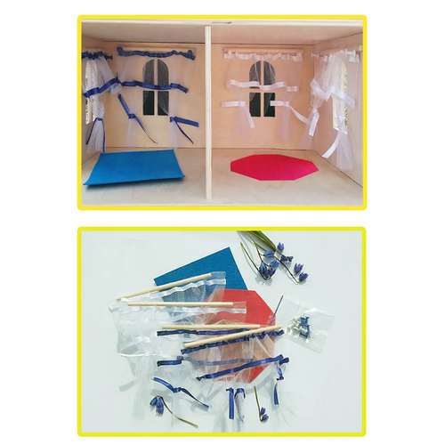 Набор штор и ковров для кукольного дома 2 комнаты