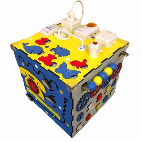 Детский Развивающий бизикуб Чудо дом деревянный