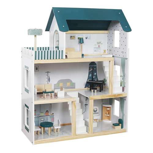Деревянный кукольный домик Вилла Толедо Green + мебель