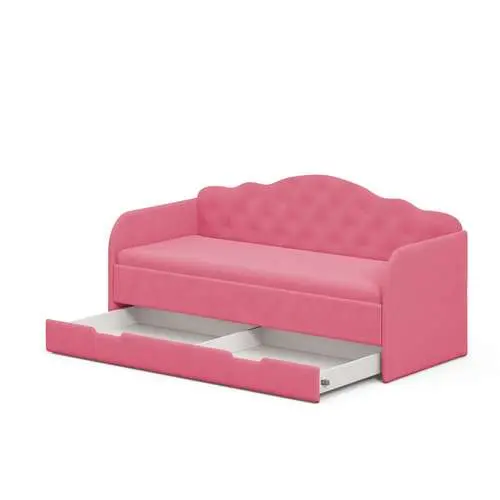 Детская кроватка Melisa Coral с мягкой спинкой и выдвижным ящиком для девочки