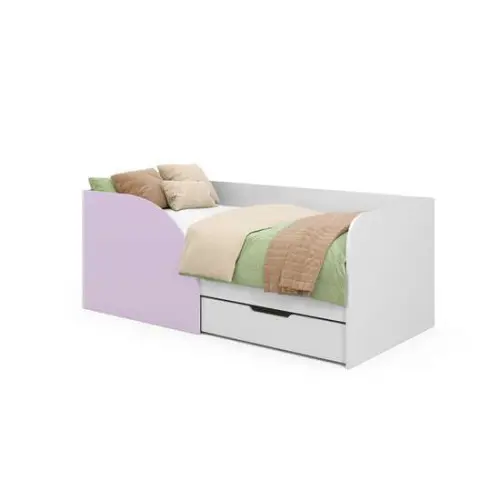 Кровать TOKIO лаванда с бортиком и ящиком в детскую комнату, 1700х800 мм