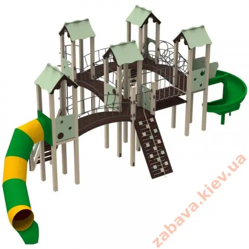 Вуличний Дитячий комплекс Жабка-царівна 1,5 з великою горкою трубою