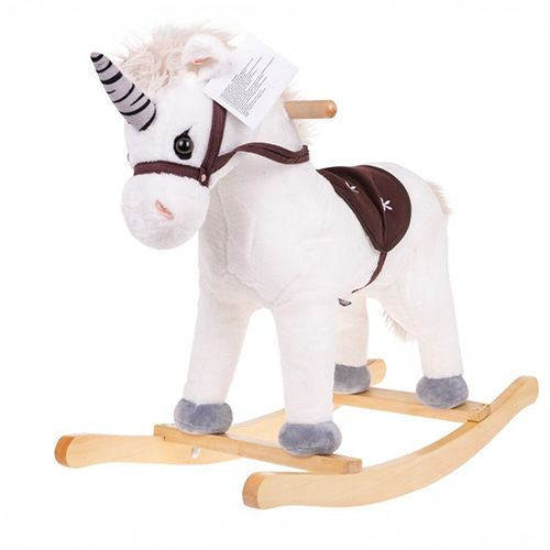 Качеля качалка Единорог белый 71см и звуковые эффекты