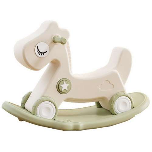 Лошадка качели зеленые на колесах без ручки