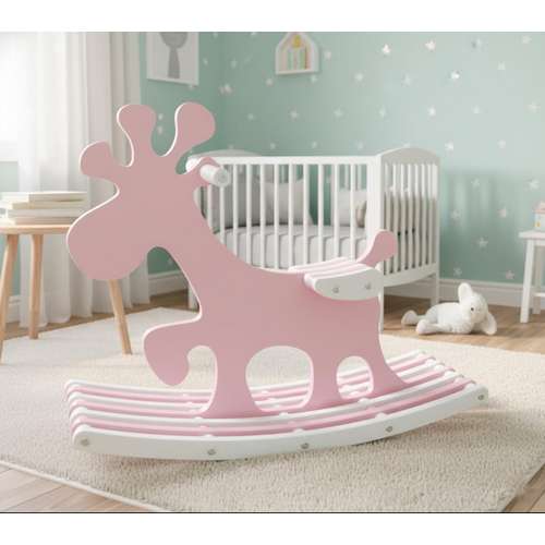 Детская игрушка качалка-каталка Олененка розовая