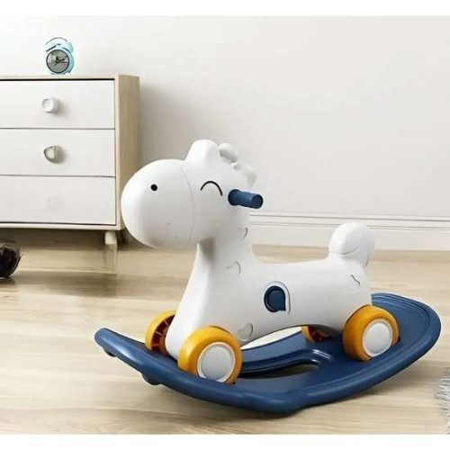 Лошадка-качалка 2в1 Poni детская бело-синий