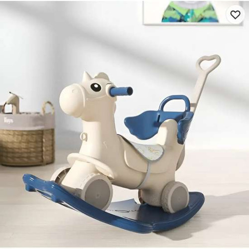 Лошадка-качалка с музыкальной колонкой 3в1 Beny сине-серый детская