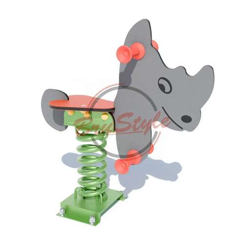 Качалка на пружине "Носорог" из HDPE пластика на площадку Качалка на пружине "Носорог" из HDPE пластика на площадку