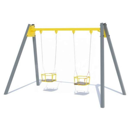 Детские уличные качели на цепах с закрытыми люльками для малышей