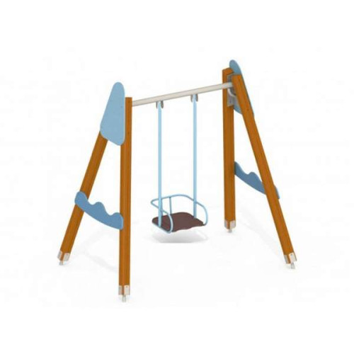 Качели на деревянном каркасе детские одинарные уличные