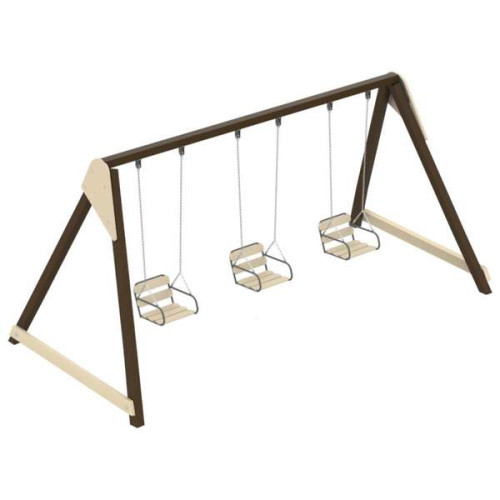 Качели детские Villa Wood Triple деревянная сиденье W1 на площадку