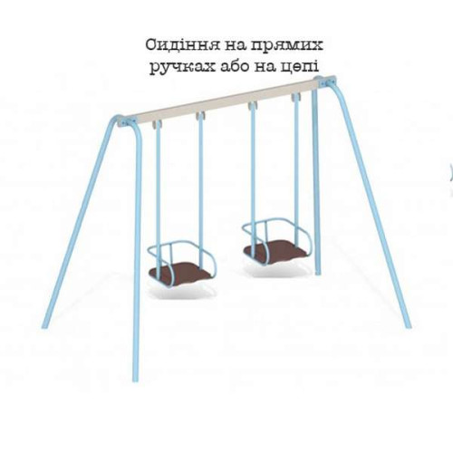 Двойные детские качели на металлическом каркасе уличные Двойные детские качели на металлическом каркасе уличные