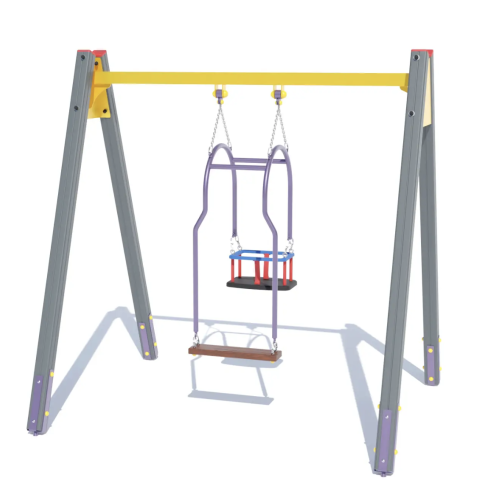 Качели на деревянных стойках Мама и малыш