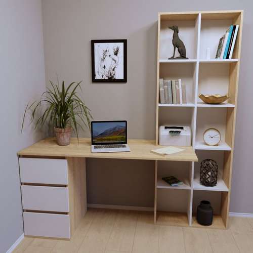 Письменный стол детский СП-115 из ЛДСП с полками и шухлядами