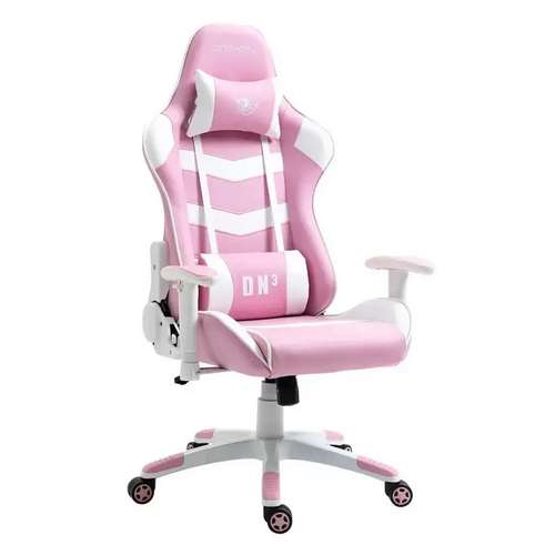 Игровое геймерское кресло KL-434 вращающееся бело-розовое