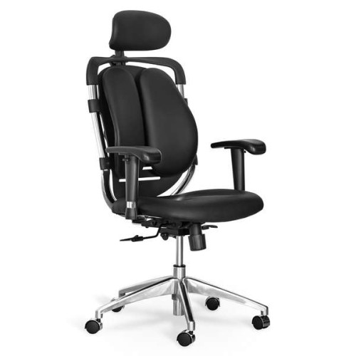 Офисное компьютерное кресло Mentor Duo с ортопедической двойной спинкой черное