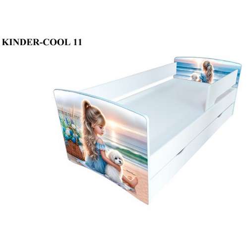 Одноярусная кровать Kinder-Cool Девочка с собачкой с ящиком для девочки Одноярусная кровать Kinder-Cool Девочка с собачкой с ящиком для девочки