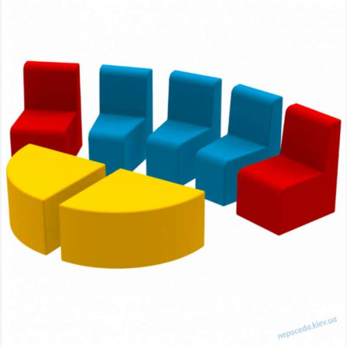 Набор мягкой бескаркасной мебели Уголок с 5 стульями