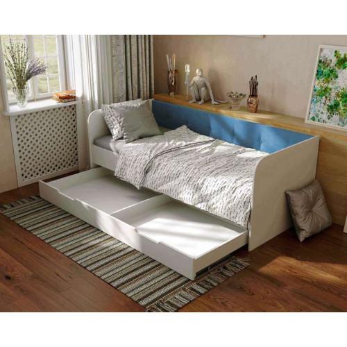 Диван кровать Valencia 190х90 с ящиком велюр Sky Blue детский