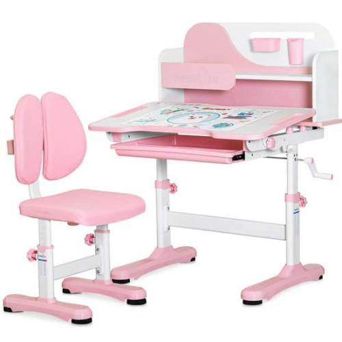 Регульований дитячий комплект парта і стілець Wave для дівчинки