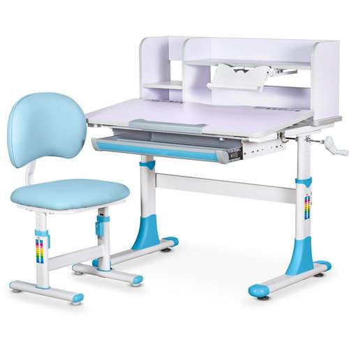 Детский комплект BD-22 Blue парта со надстройкой и кресло