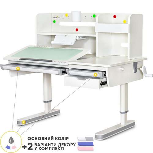 Детский регулируемый стол Montreal 2 Multicolor с полкой серый