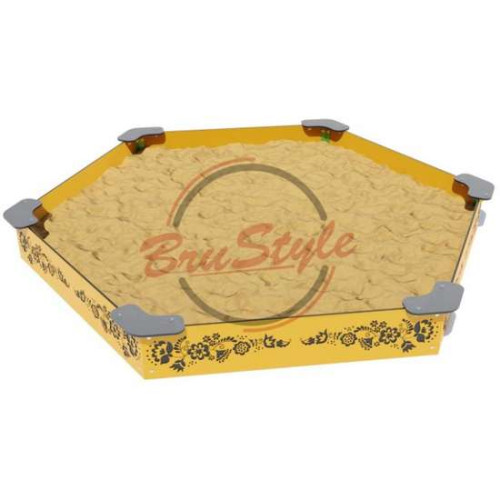 Дитяча вулична шестикутна пісочниця з місцями для сидіння