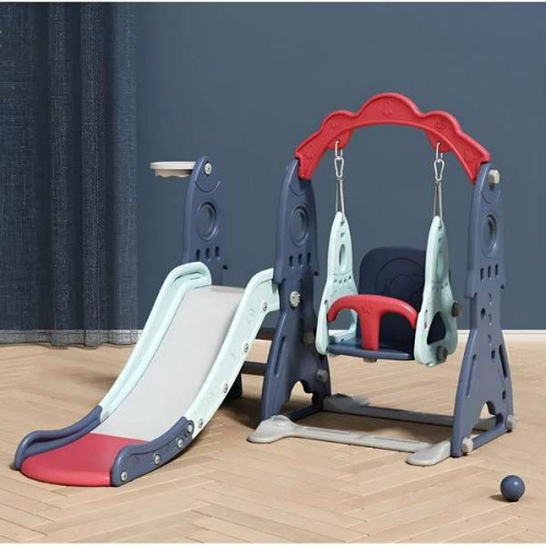Гірка і гойдалка в Дитячому ігровому комплексі 3в1 Space червоно-синій для дома Гірка і гойдалка в Дитячому ігровому комплексі 3в1 Space червоно-синій для дома