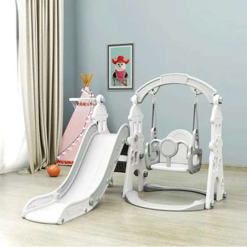 Детский игровой комплекс 3в1 Castle Серый с горкой и качелей