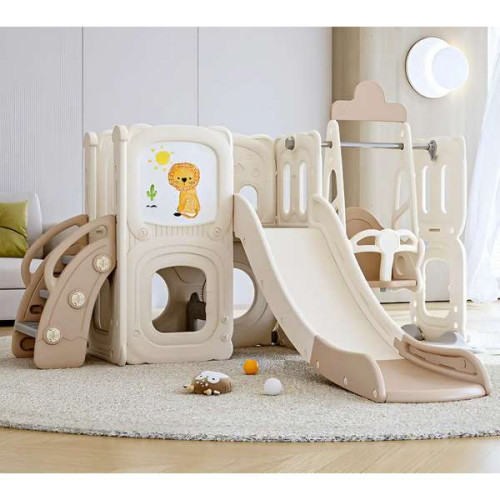 Детский игровой комплекс 4в1 с горкой Safari кофейный