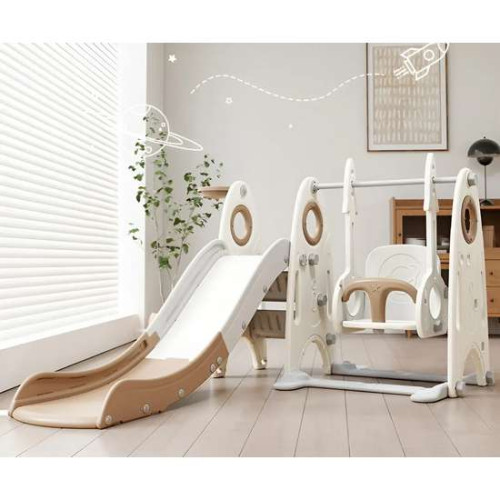 Дитячий ігровий пластиковий комплекс 3в1 Rocky коричнево-білий Дитячий ігровий пластиковий комплекс 3в1 Rocky коричнево-білий