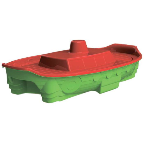 Велика пісочниця Кораблик пластикова червоно-зелена для дітей Велика пісочниця Кораблик пластикова червоно-зелена для дітей