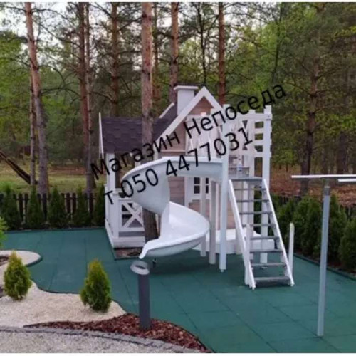 Дитячий майданчик з дерева Пломбір білого кольору Дитячий майданчик з дерева Пломбір білого кольору