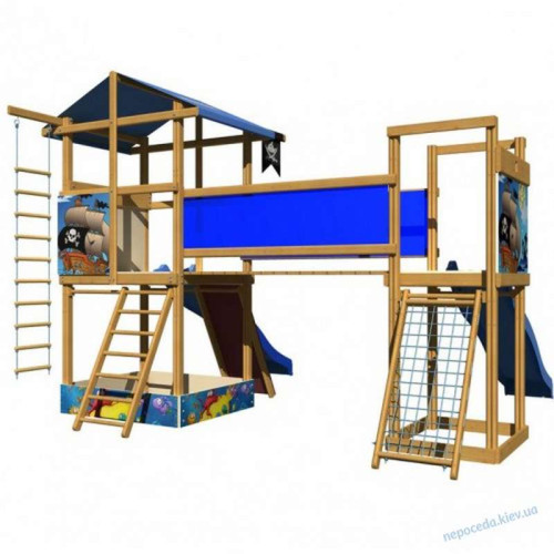 Игровой комплекс с 2 горками и фотопечатью "Весёлый праздник"