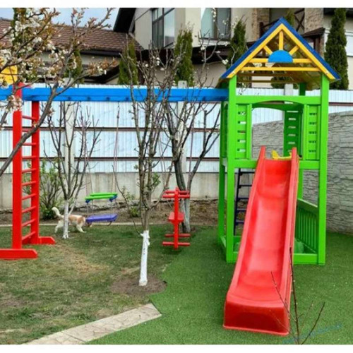 Игровой комплекс + горка + рукоход "Баскет мини"