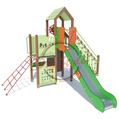 Дитячий ігровий комплекс Радість з горкою і канатним підйомом на майданчик