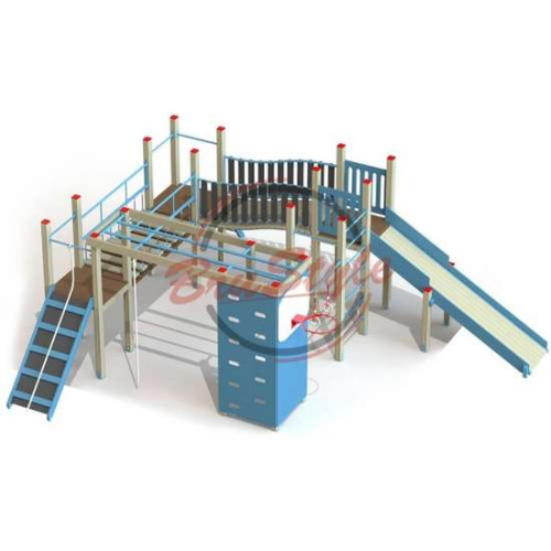 Спортино-игровая площадка для детей Переход с баскетбольным щитом