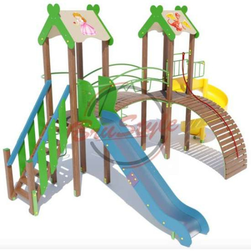 Детская площадка Две башни со спиральным спуском