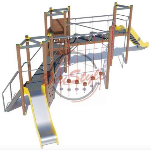 Детская площадка Лесной с горками и канатными переходами