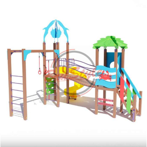 Дитячий ігровий комплекс Дельфін з рукоходом та гвинтовим спуском