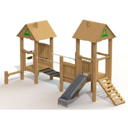 Детский игровой комплекс Двойная башня деревянный