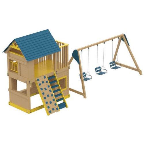 Детский игровой деревянный комплекс Kantri с 3-мя качелями