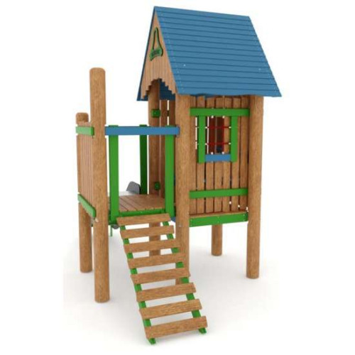 Детский деревянный Игровой комплекс с горкой и домом для садика или на дачу