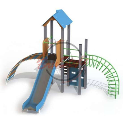 Детский игровой комплекс №1 уличный однобашенный с горкой и лазами