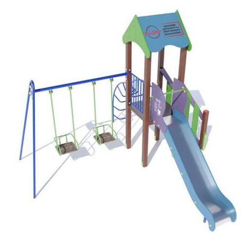 Детский игровой комплекс Кузя с качелями на площадку