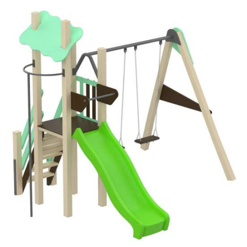 Детский комплекс Роза игровая с качелями и пластиковой горкой